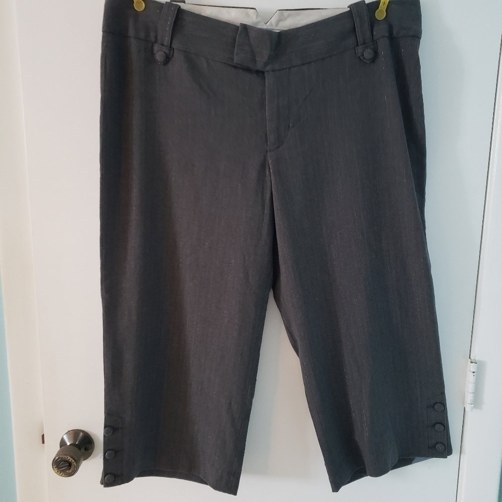 Gray Pin Stripe Stretch Dressy Capris Size 14